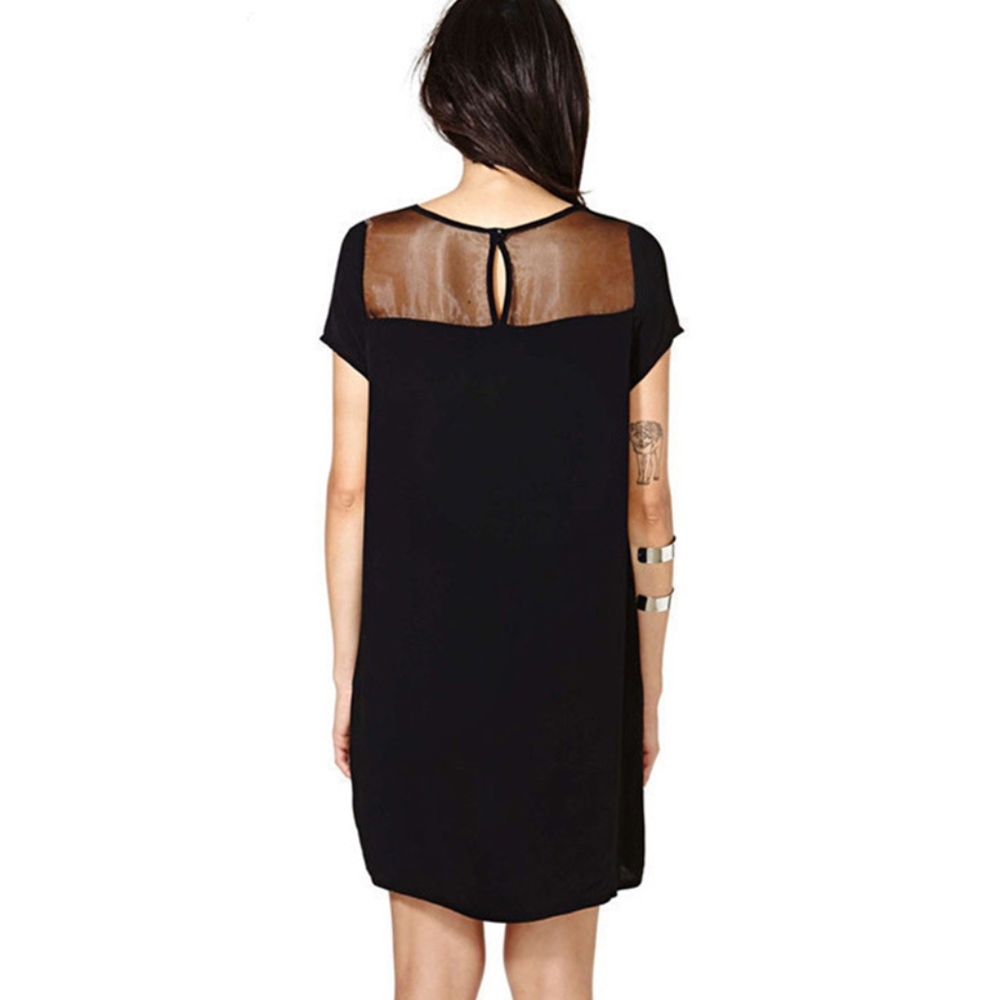 gorgeous sheer cut out panel black shift dress - Picture 3 of 5